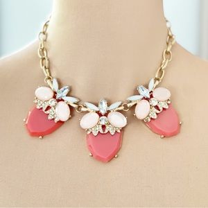 Coral & Pink Jewel Cluster Statement Necklace